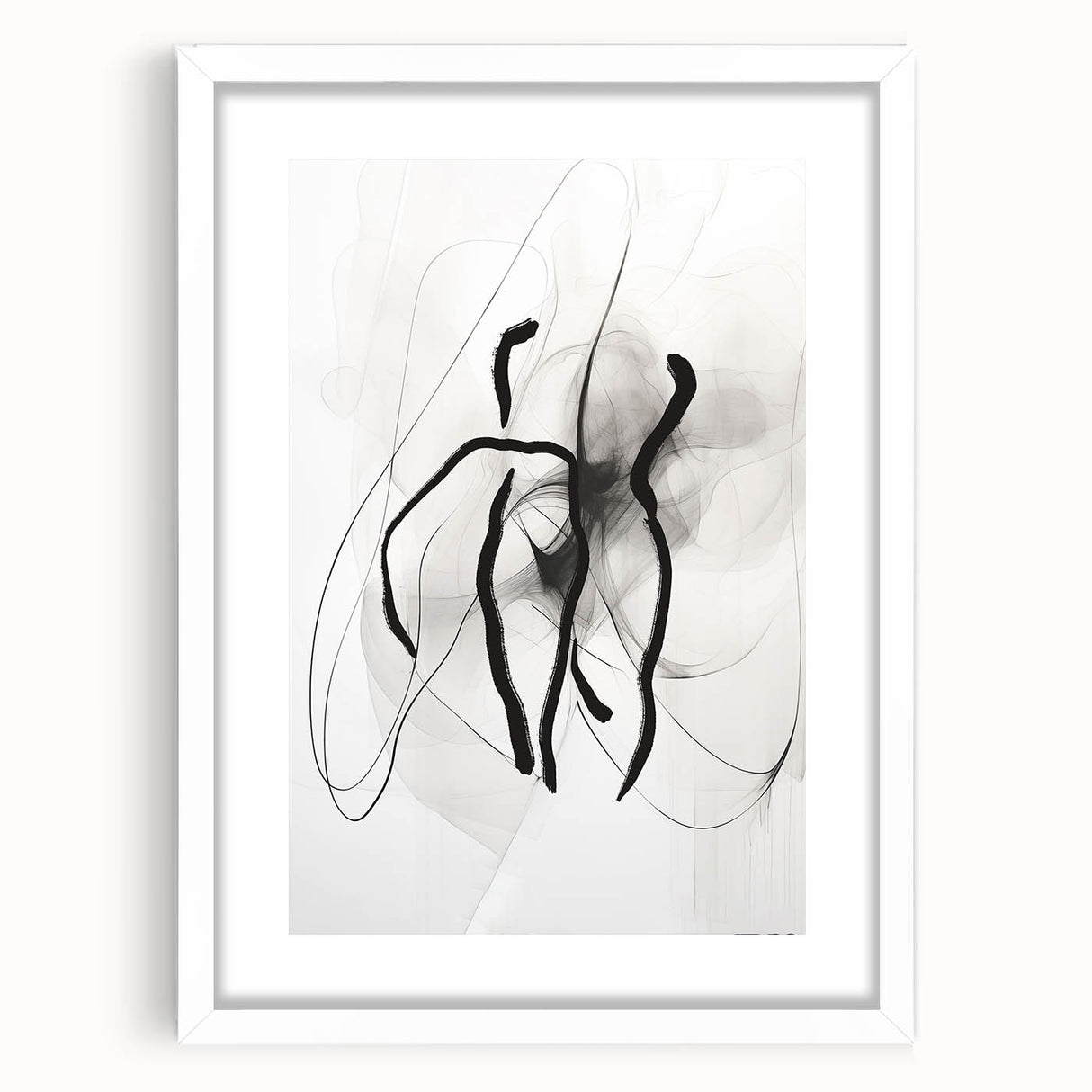 Abstract Minimalist Wall Art: Modern Black and White Line Art Print