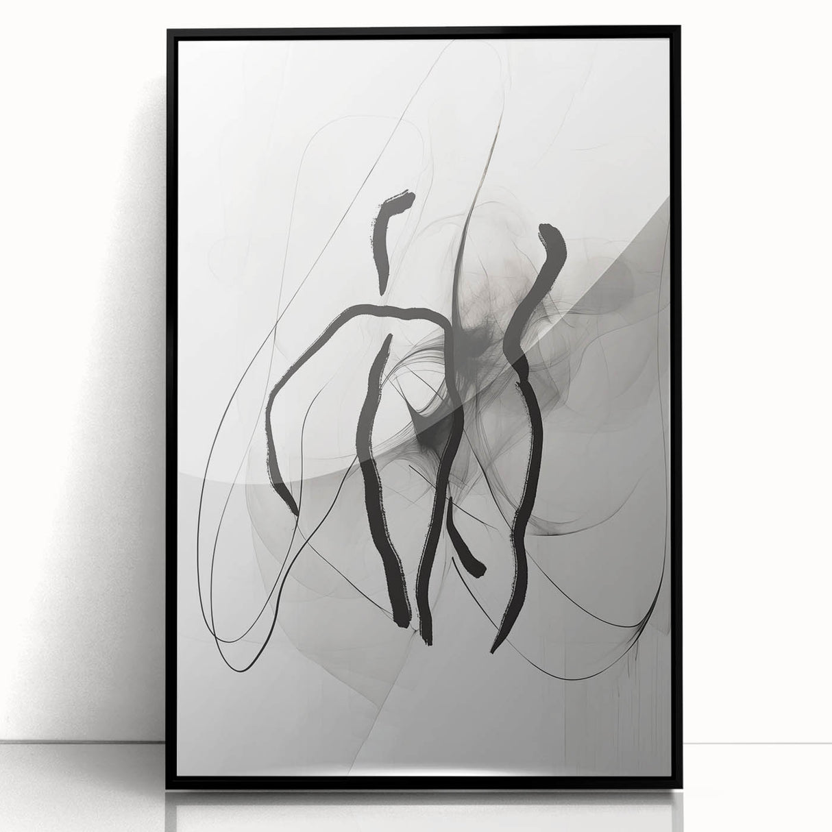 Abstract Minimalist Wall Art: Modern Black and White Line Art Print