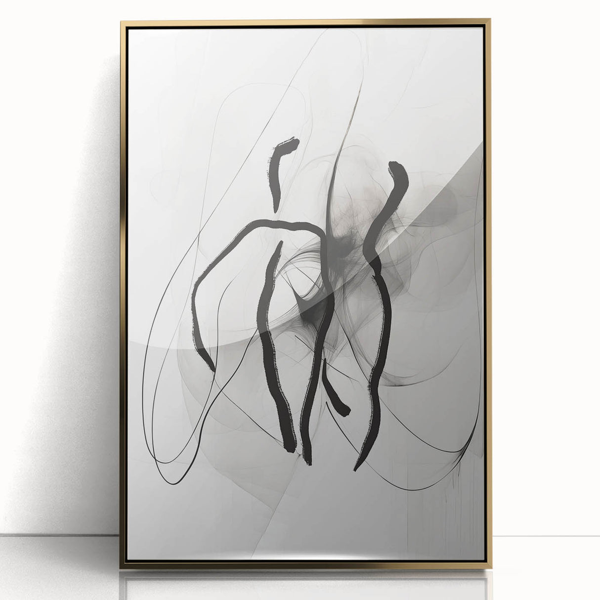 Abstract Minimalist Wall Art: Modern Black and White Line Art Print