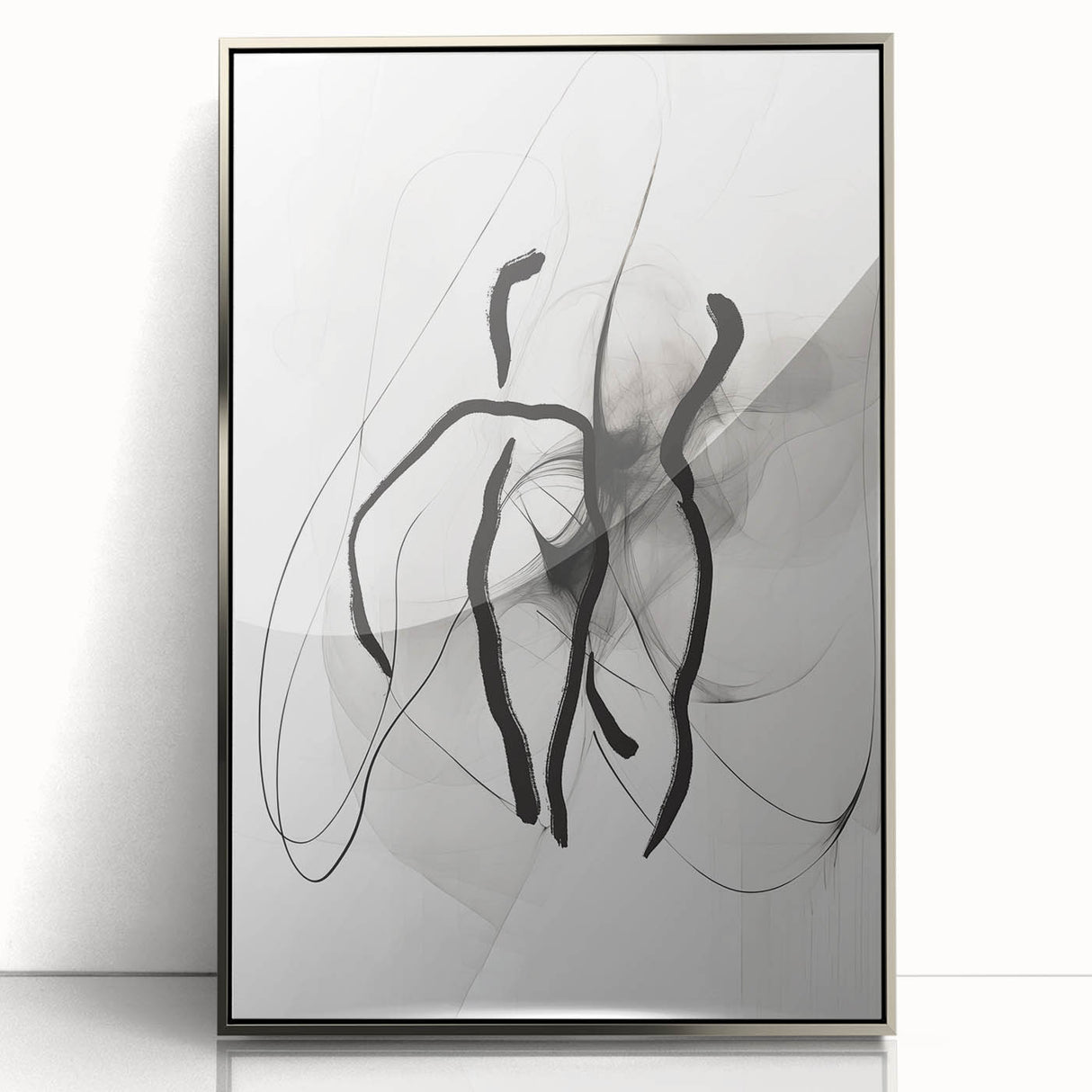 Abstract Minimalist Wall Art: Modern Black and White Line Art Print