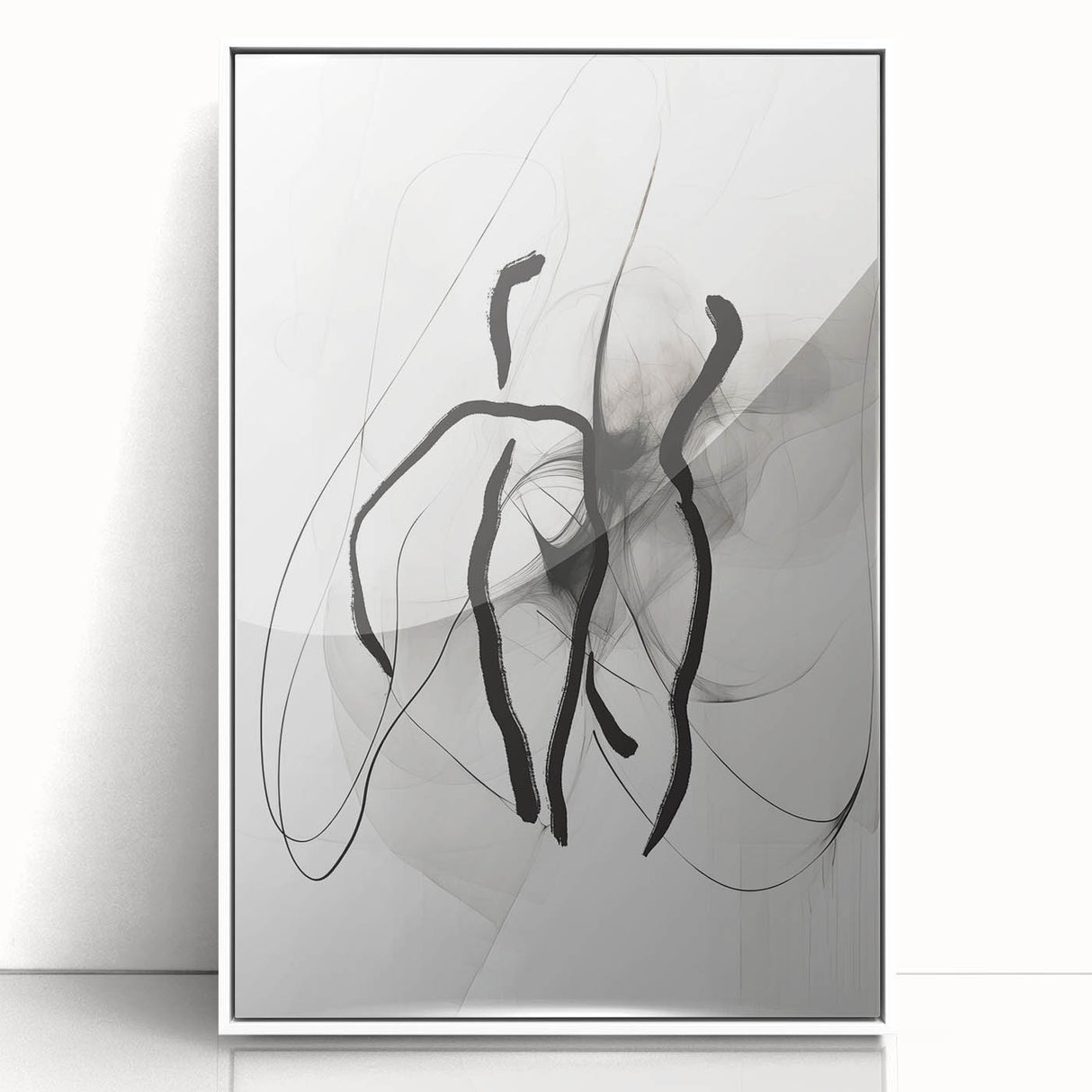 Abstract Minimalist Wall Art: Modern Black and White Line Art Print