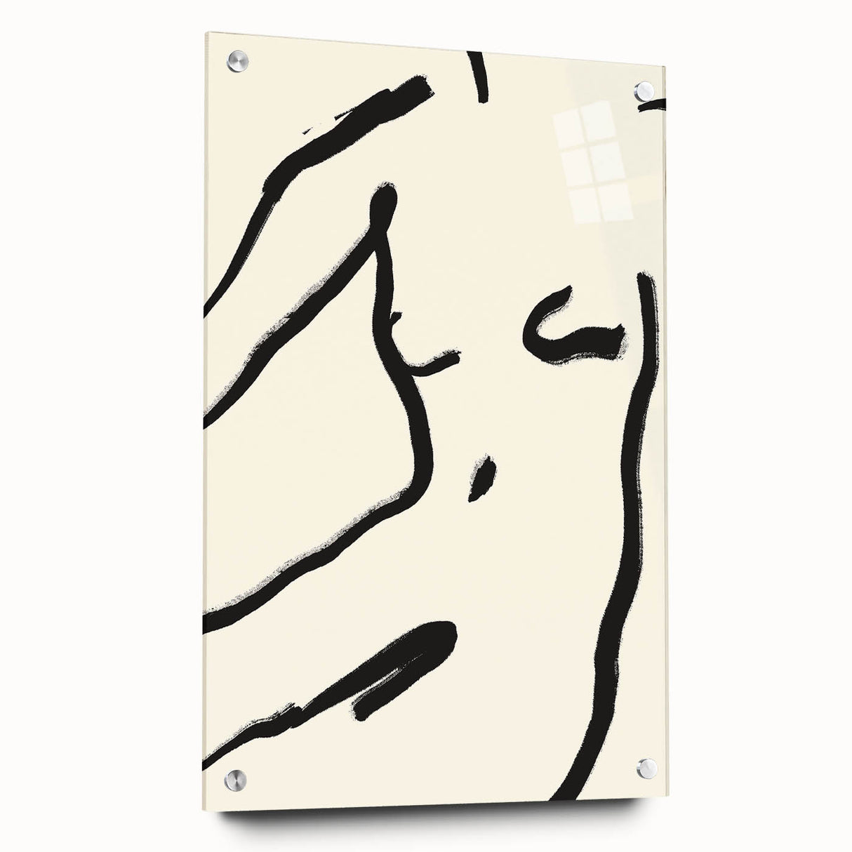 Minimalist Abstract Line Art: Bold Organic Strokes in Black on White