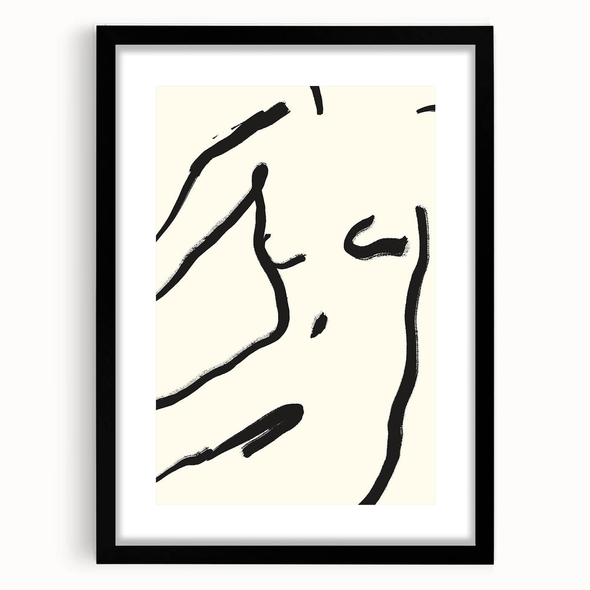 Minimalist Abstract Line Art: Bold Organic Strokes in Black on White