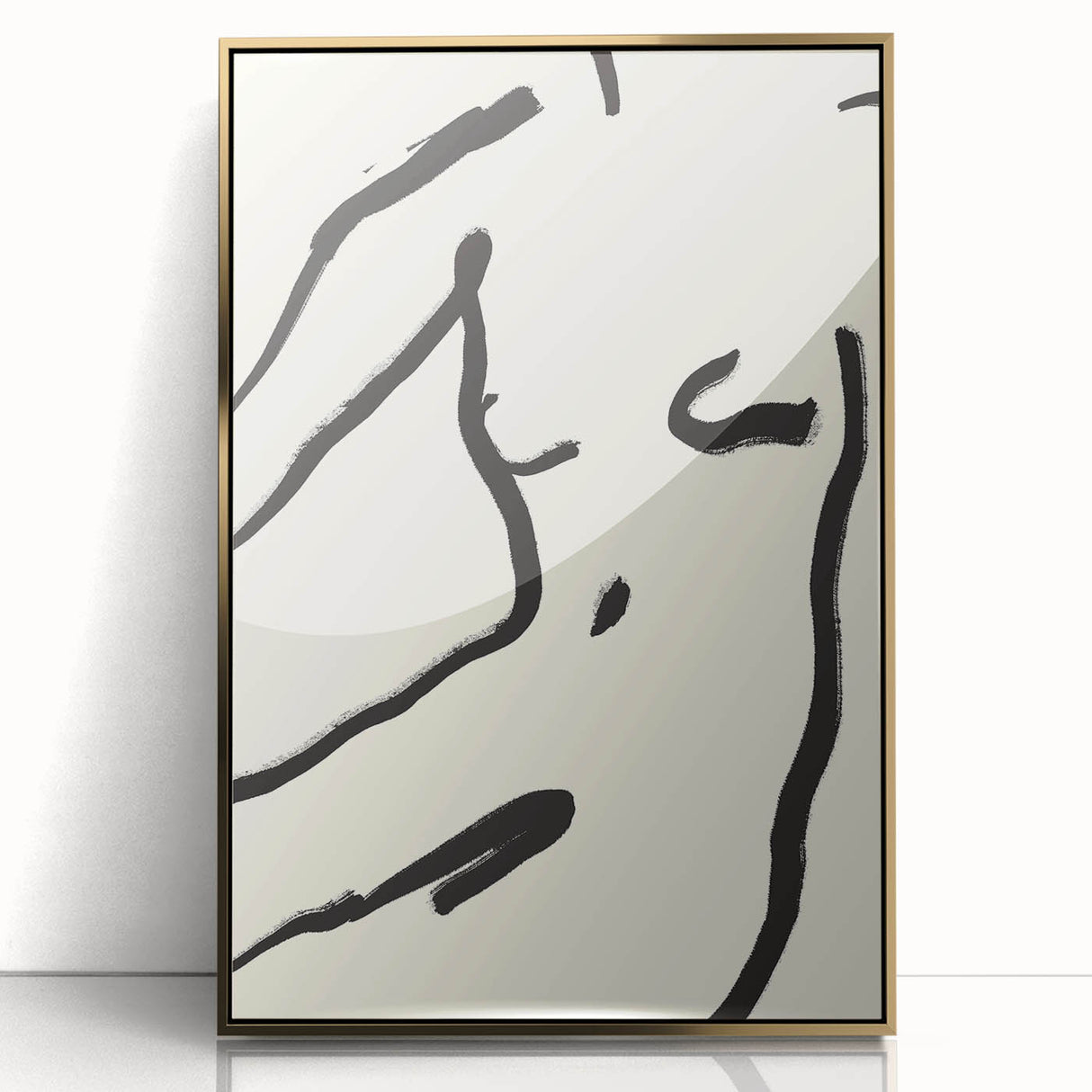 Minimalist Abstract Line Art: Bold Organic Strokes in Black on White