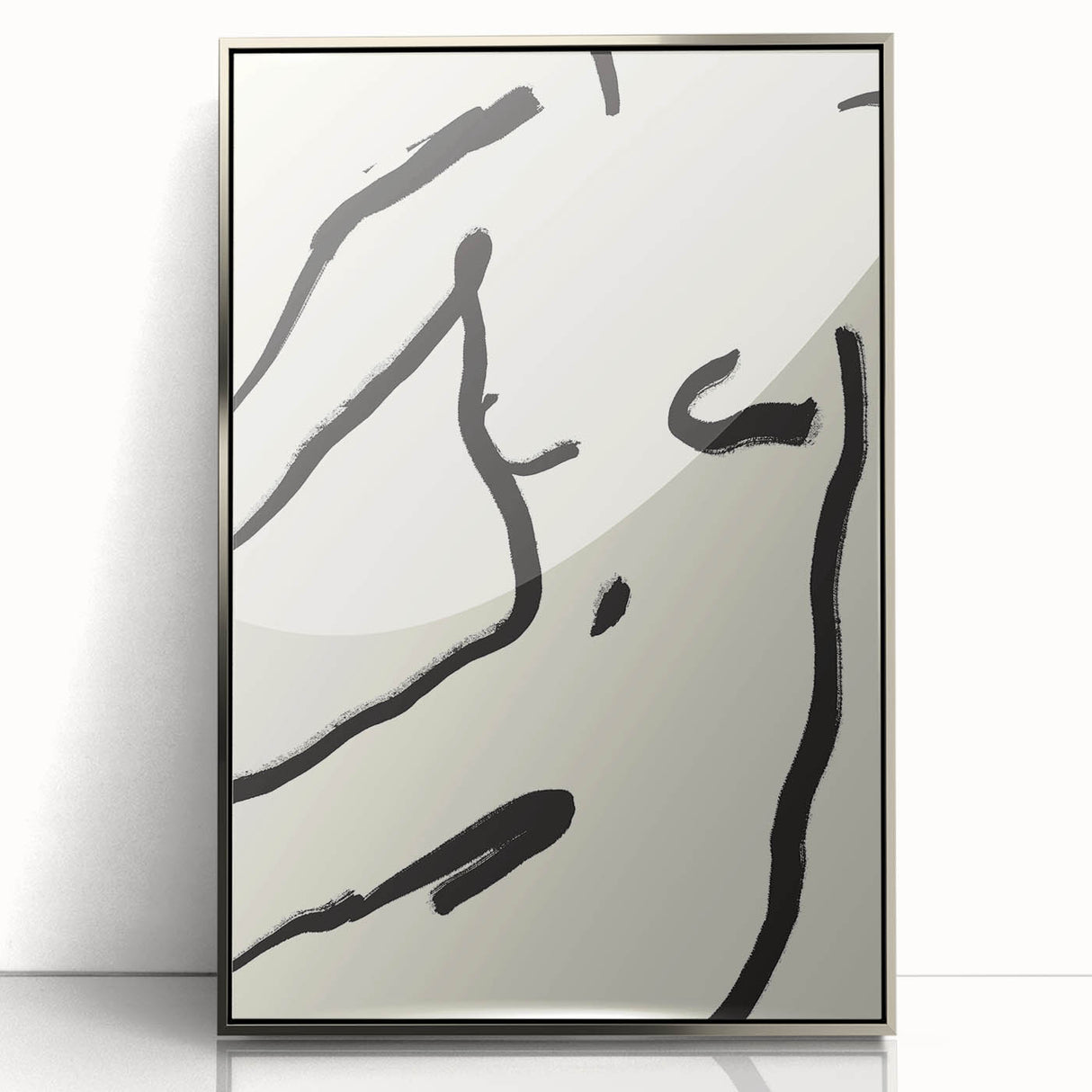 Minimalist Abstract Line Art: Bold Organic Strokes in Black on White