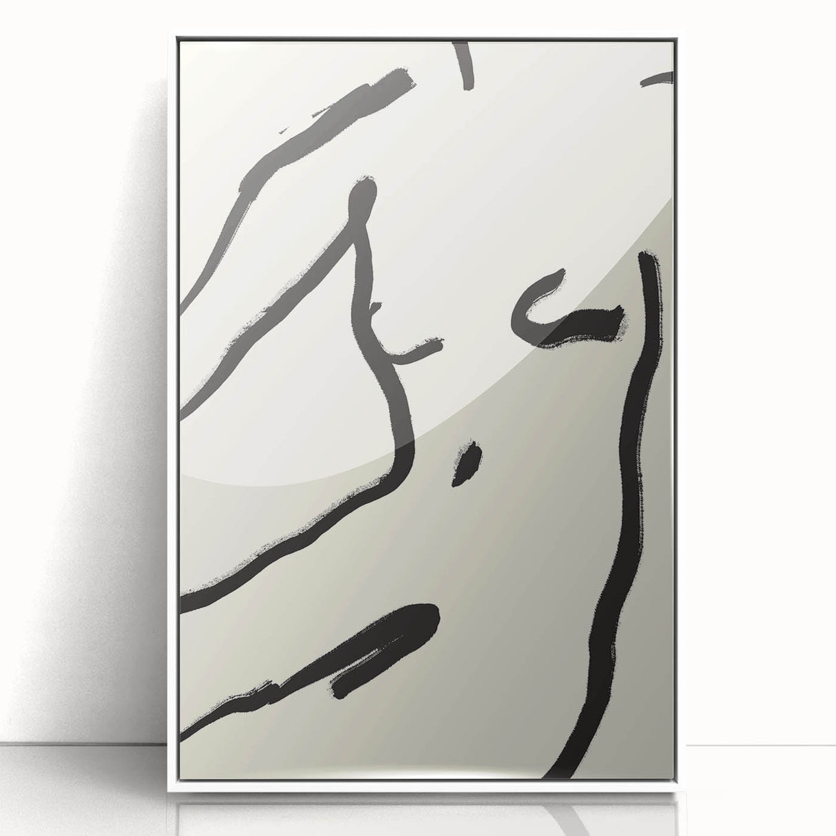 Minimalist Abstract Line Art: Bold Organic Strokes in Black on White