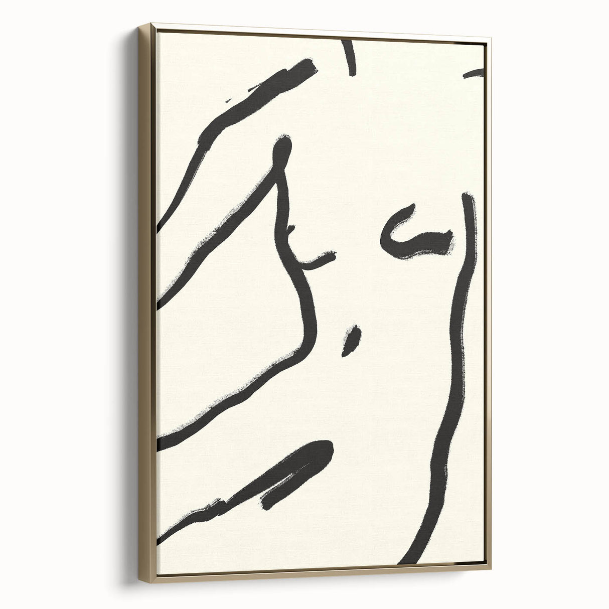 Minimalist Abstract Line Art: Bold Organic Strokes in Black on White