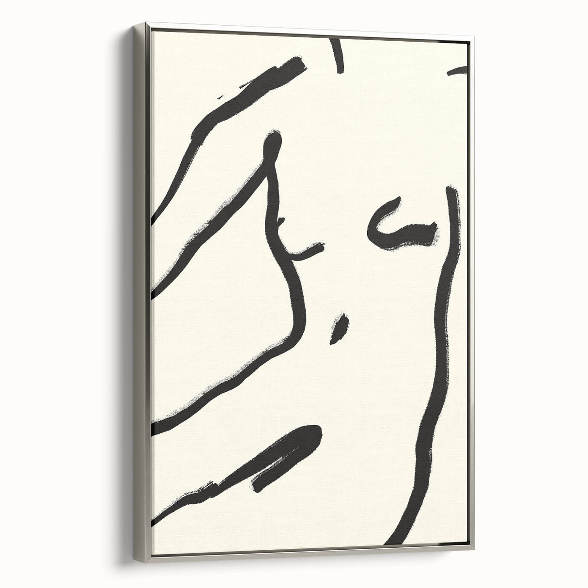 Minimalist Abstract Line Art: Bold Organic Strokes in Black on White