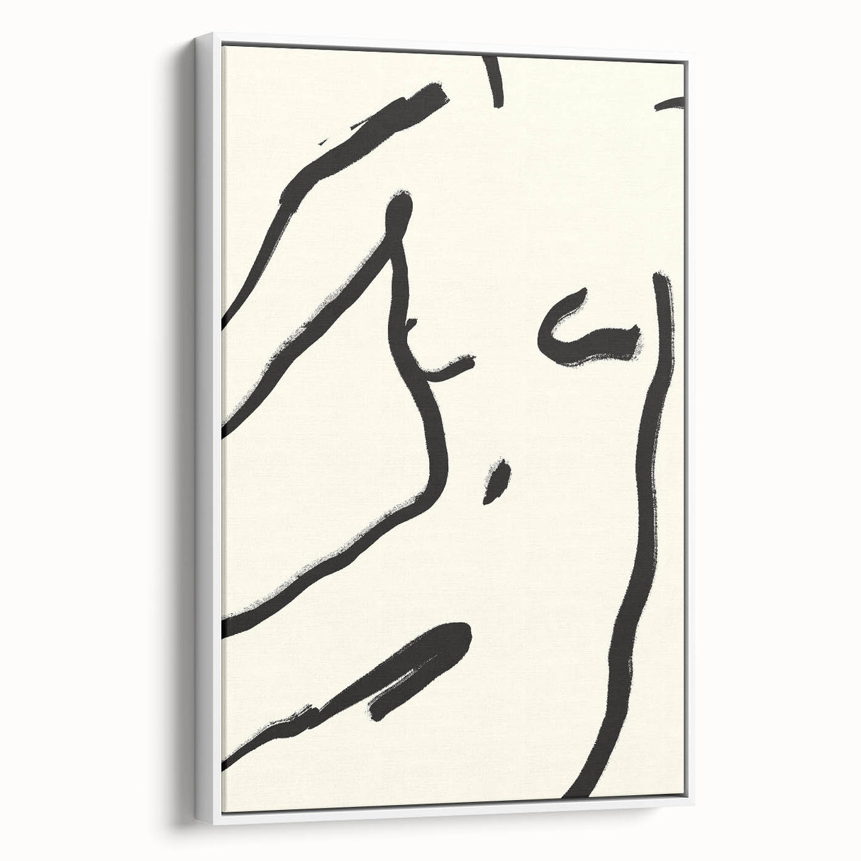 Minimalist Abstract Line Art: Bold Organic Strokes in Black on White