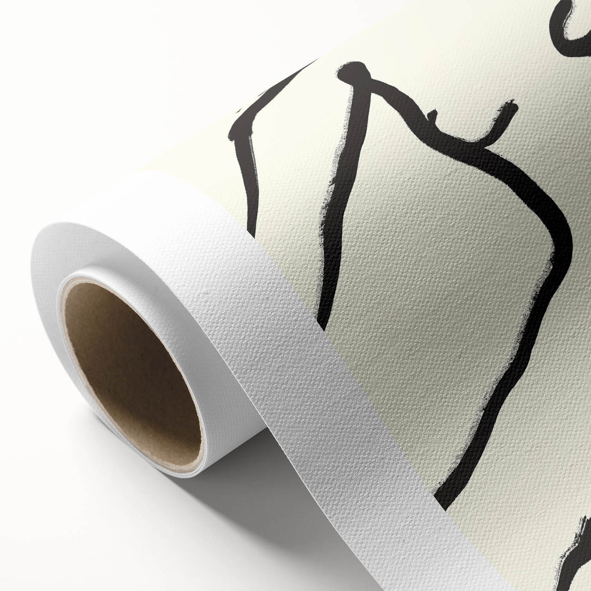 Minimalist Abstract Line Art: Bold Organic Strokes in Black on White