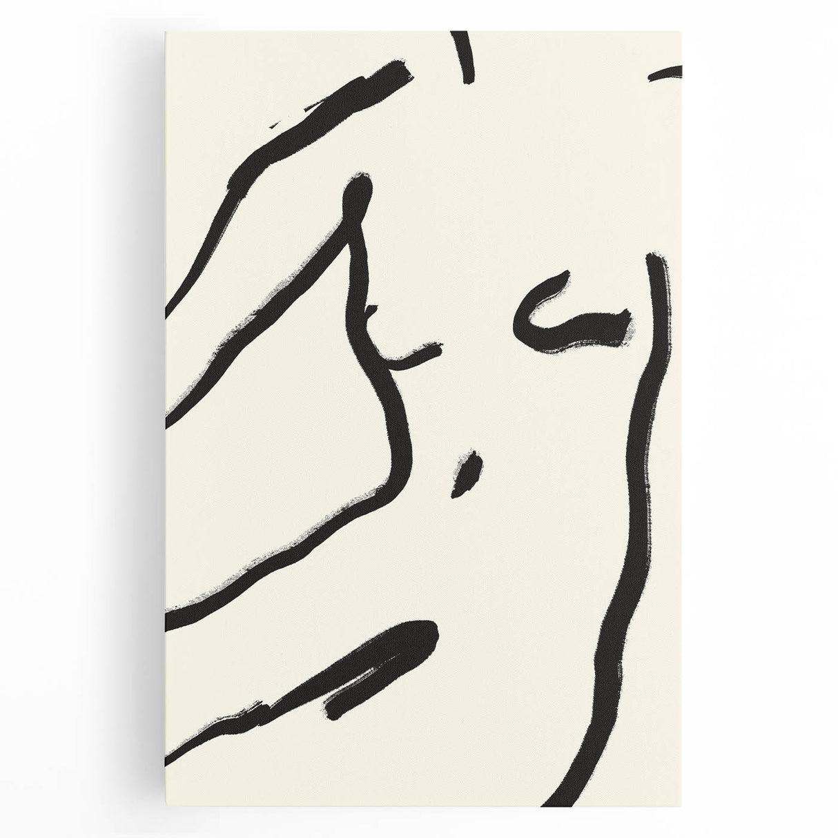 Minimalist Abstract Line Art: Bold Organic Strokes in Black on White