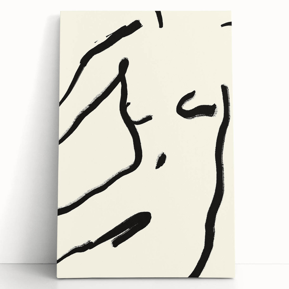Minimalist Abstract Line Art: Bold Organic Strokes in Black on White