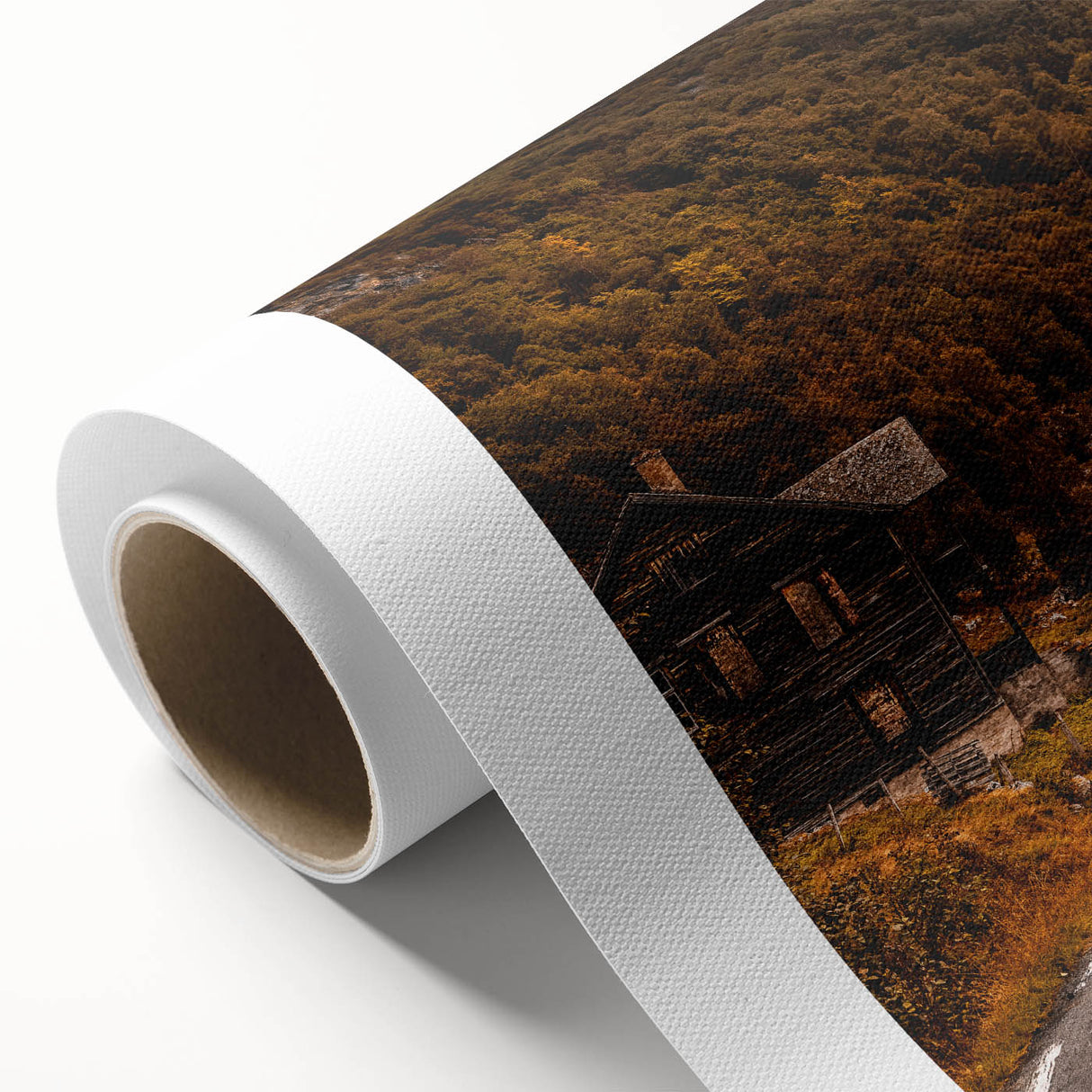 Rustic Wall Art - Country Road and Wooden Cabin for Farmhouse Decor