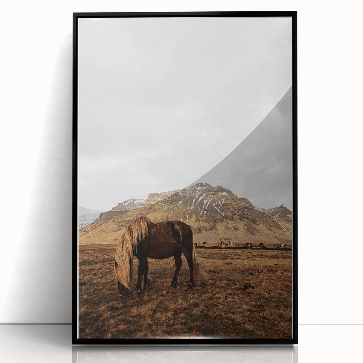 Rustic Wall Art - Wild Horse in Mountain Landscape for Farmhouse Decor