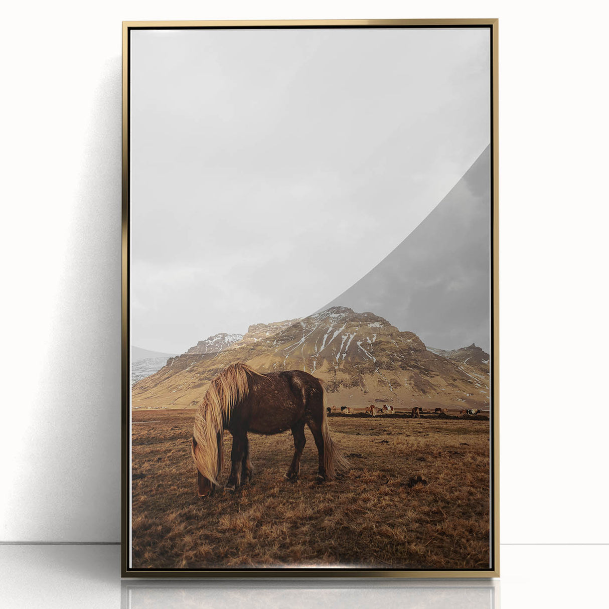 Rustic Wall Art - Wild Horse in Mountain Landscape for Farmhouse Decor