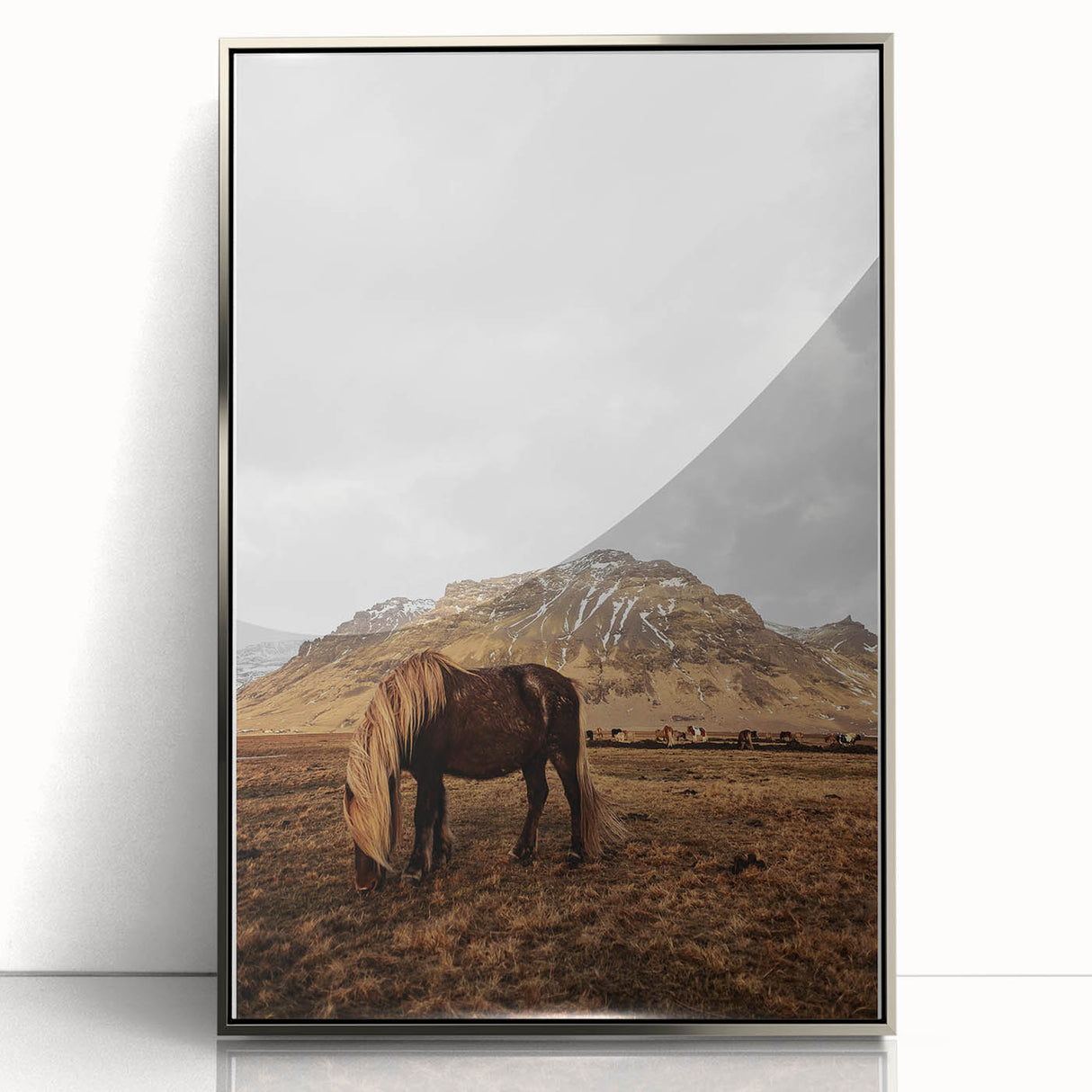 Rustic Wall Art - Wild Horse in Mountain Landscape for Farmhouse Decor