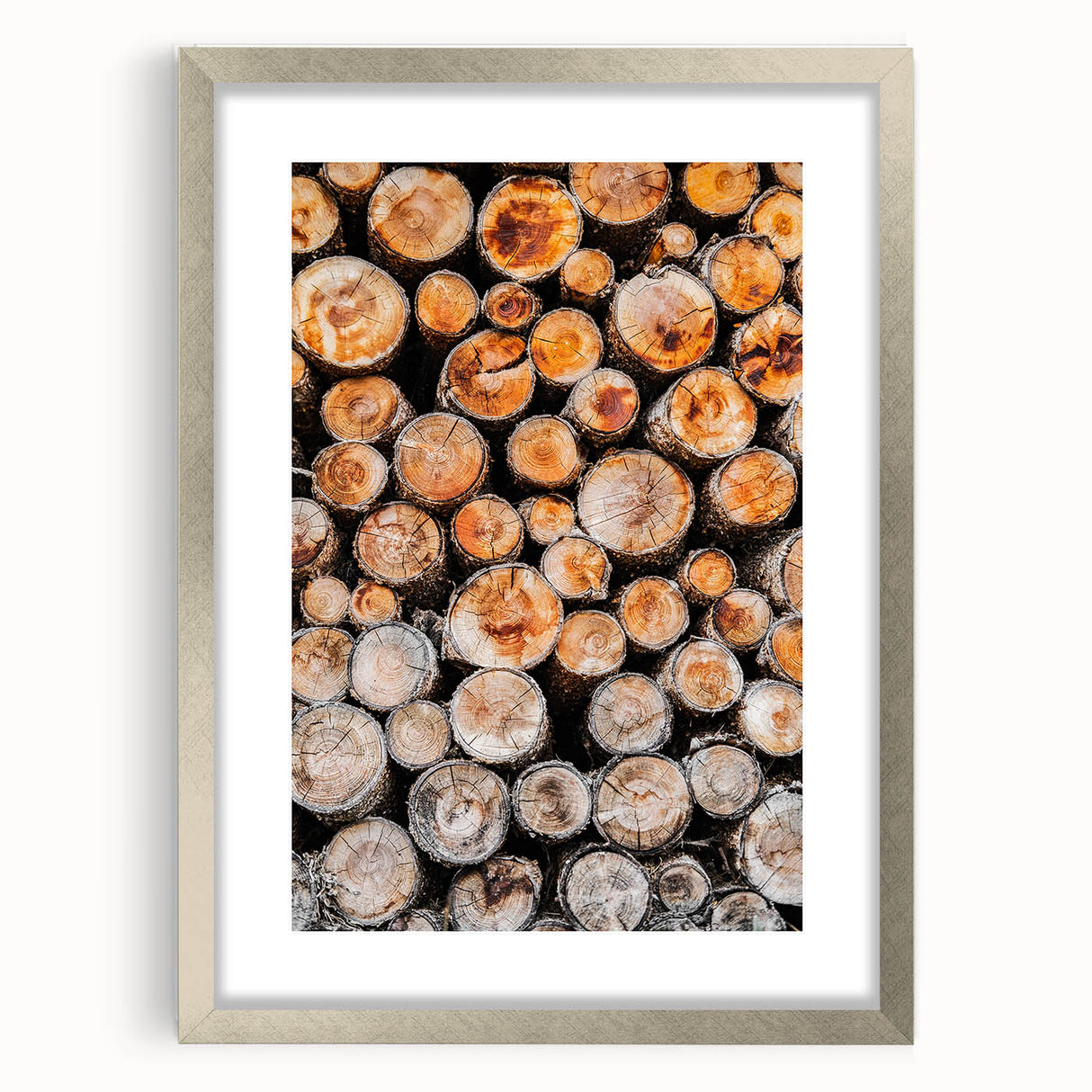 Rustic Wall Art - Stacked Firewood Close-Up for Cozy Farmhouse Decor