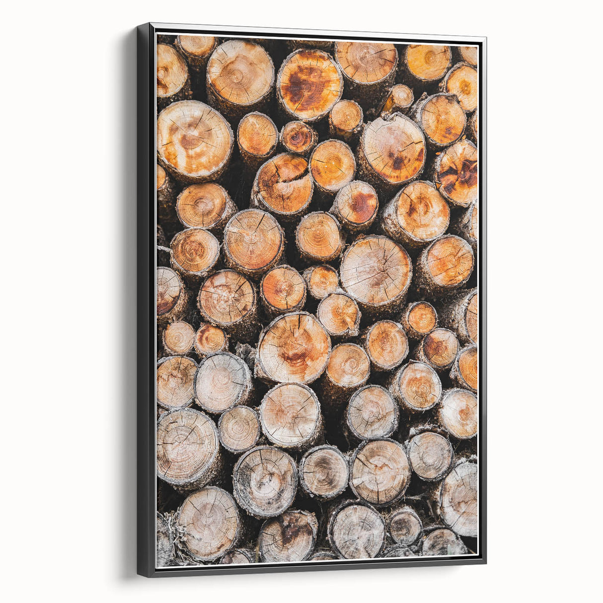 Rustic Wall Art - Stacked Firewood Close-Up for Cozy Farmhouse Decor