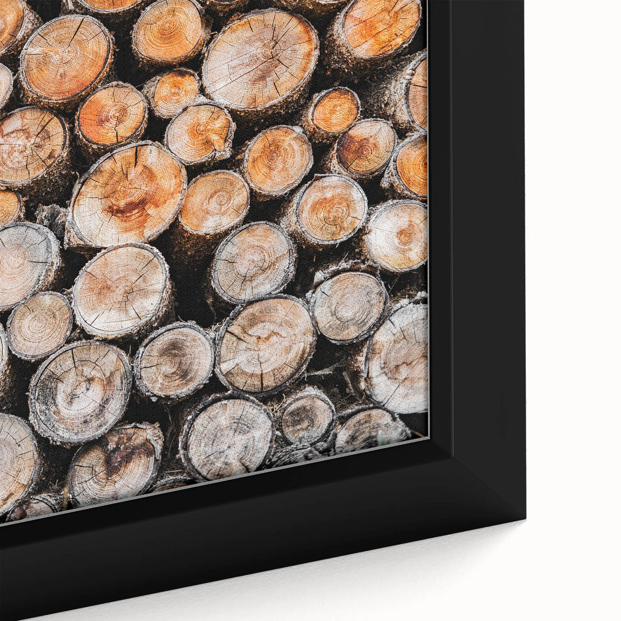 Rustic Wall Art - Stacked Firewood Close-Up for Cozy Farmhouse Decor