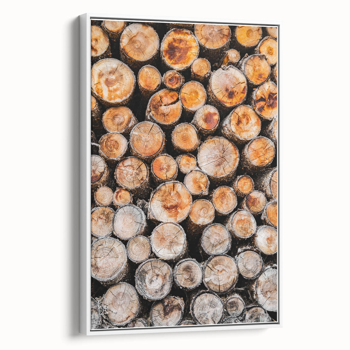 Rustic Wall Art - Stacked Firewood Close-Up for Cozy Farmhouse Decor