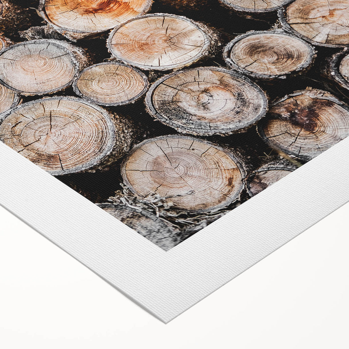 Rustic Wall Art - Stacked Firewood Close-Up for Cozy Farmhouse Decor