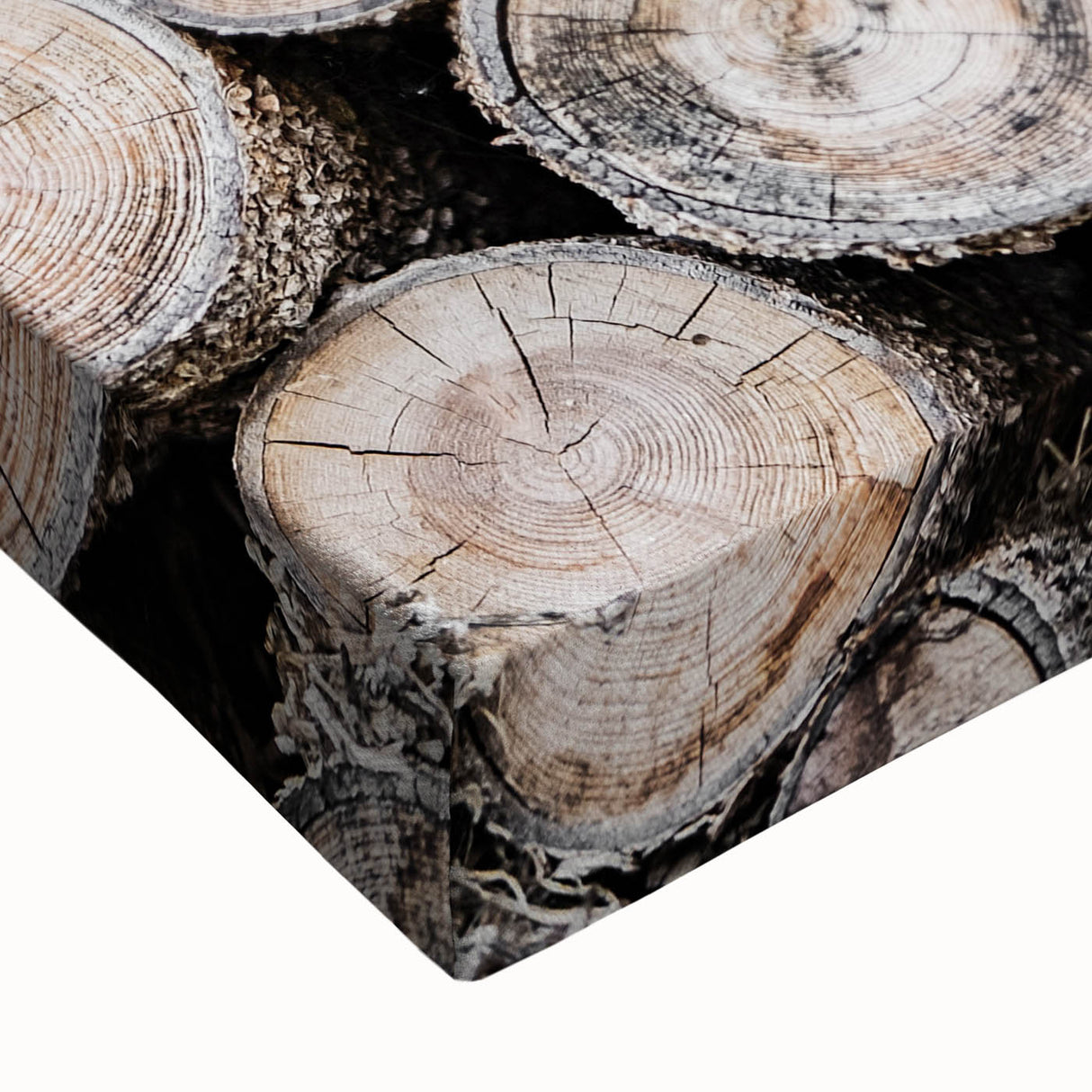 Rustic Wall Art - Stacked Firewood Close-Up for Cozy Farmhouse Decor