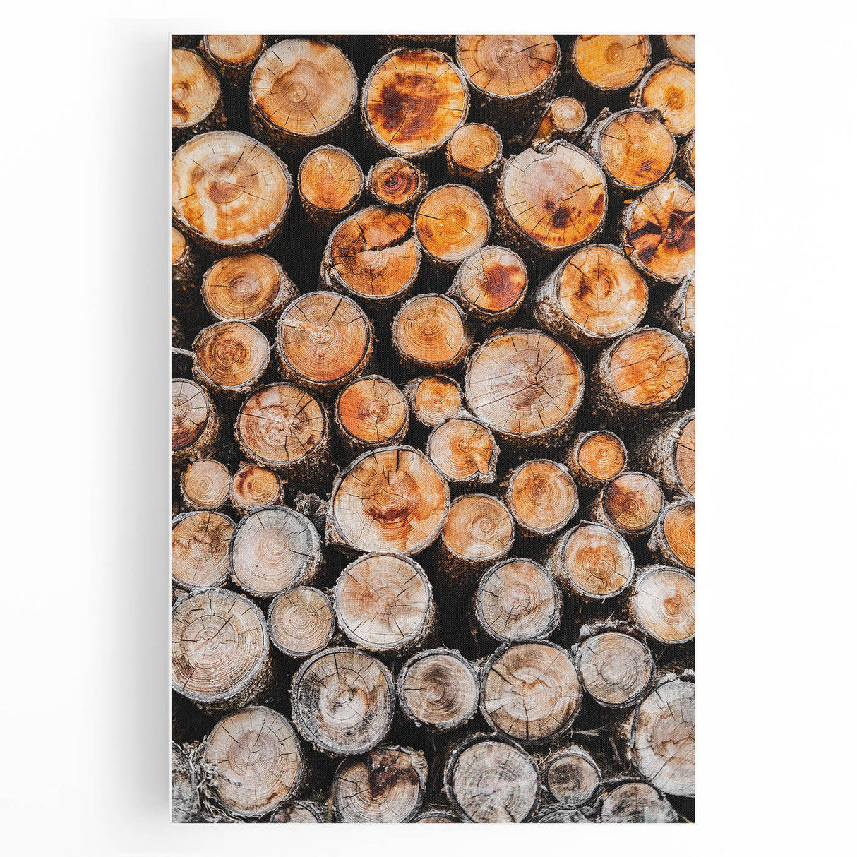 Rustic Wall Art - Stacked Firewood Close-Up for Cozy Farmhouse Decor