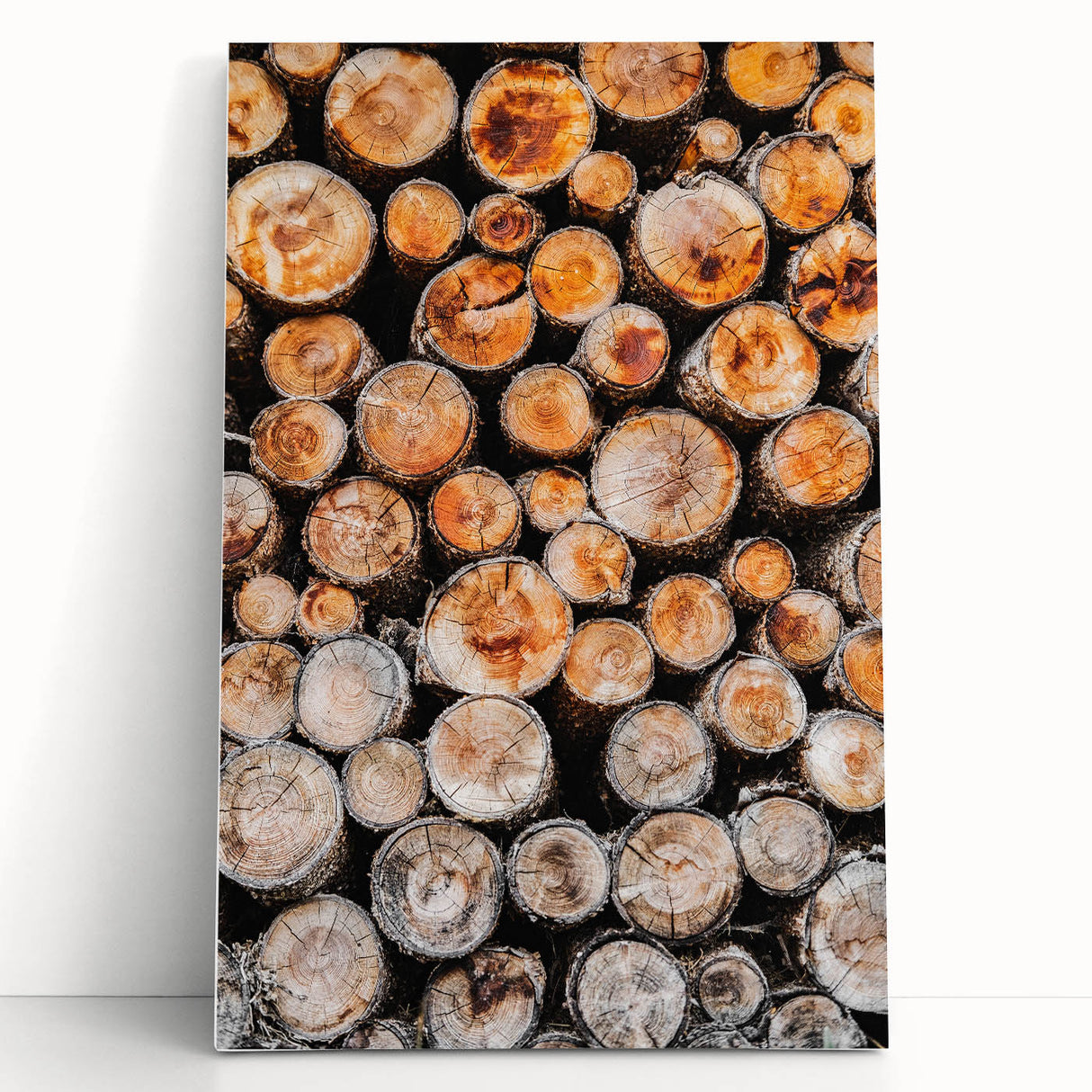 Rustic Wall Art - Stacked Firewood Close-Up for Cozy Farmhouse Decor
