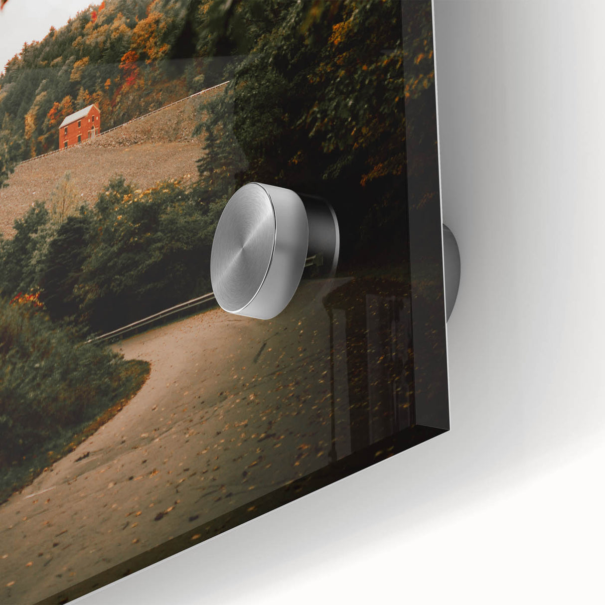 Rustic Landscape Art - Serene Country Road with Distant Red Barn