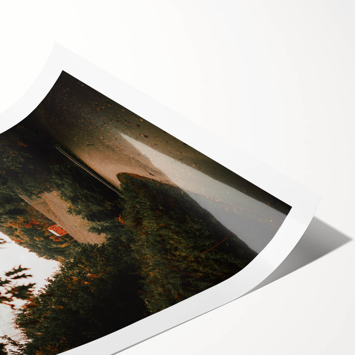 Rustic Landscape Art - Serene Country Road with Distant Red Barn