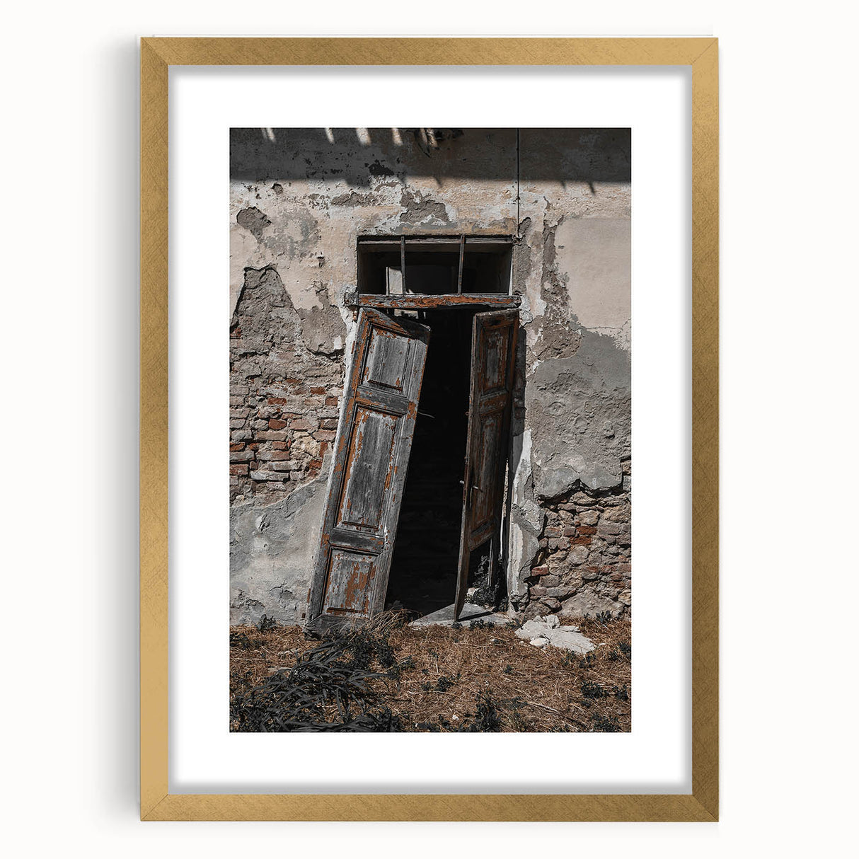 Rustic Art - Weathered Doorway of Abandoned Building Wall Decor