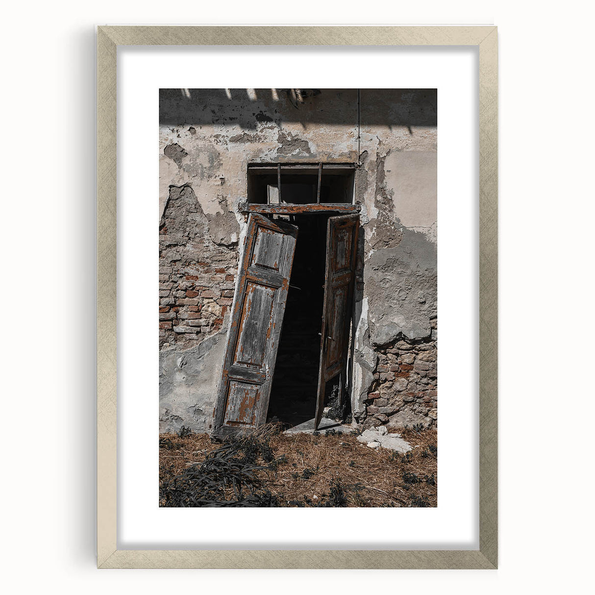 Rustic Art - Weathered Doorway of Abandoned Building Wall Decor