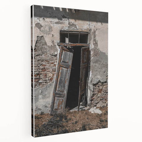 Rustic Art - Weathered Doorway of Abandoned Building Wall Decor