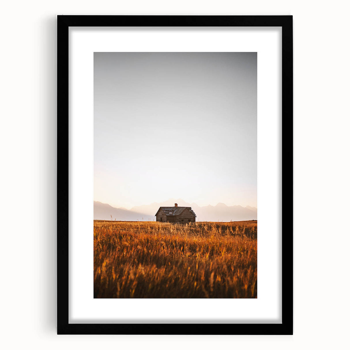 Rustic Landscape Wall Art - Abandoned Farmhouse in Golden Field