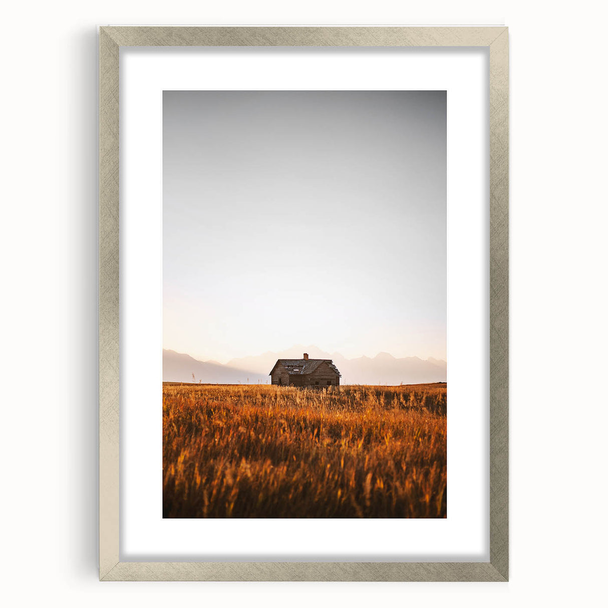 Rustic Landscape Wall Art - Abandoned Farmhouse in Golden Field