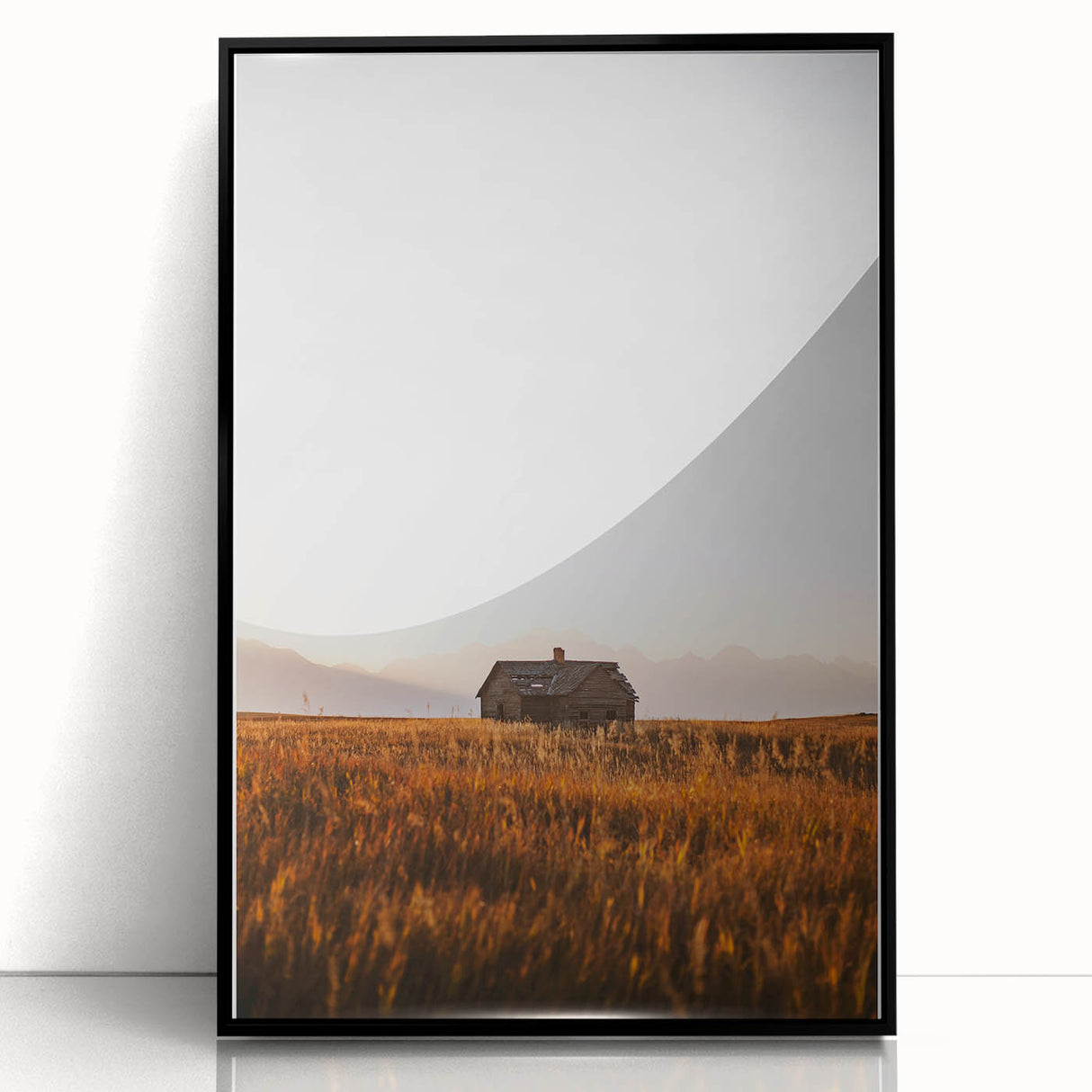 Rustic Landscape Wall Art - Abandoned Farmhouse in Golden Field