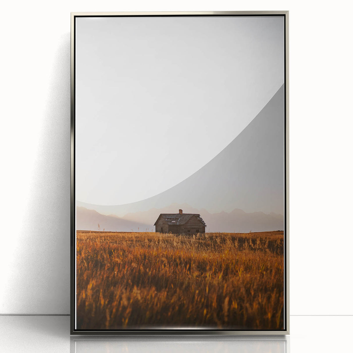 Rustic Landscape Wall Art - Abandoned Farmhouse in Golden Field