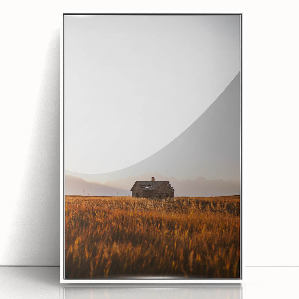 Rustic Landscape Wall Art - Abandoned Farmhouse in Golden Field