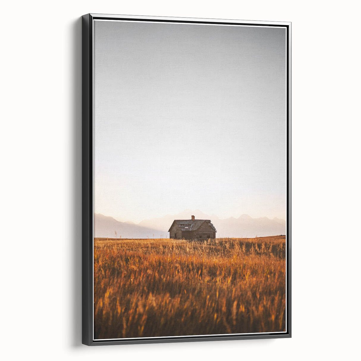 Rustic Landscape Wall Art - Abandoned Farmhouse in Golden Field