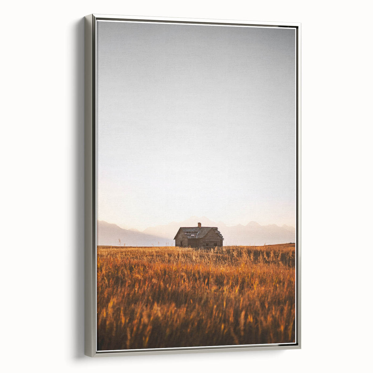Rustic Landscape Wall Art - Abandoned Farmhouse in Golden Field