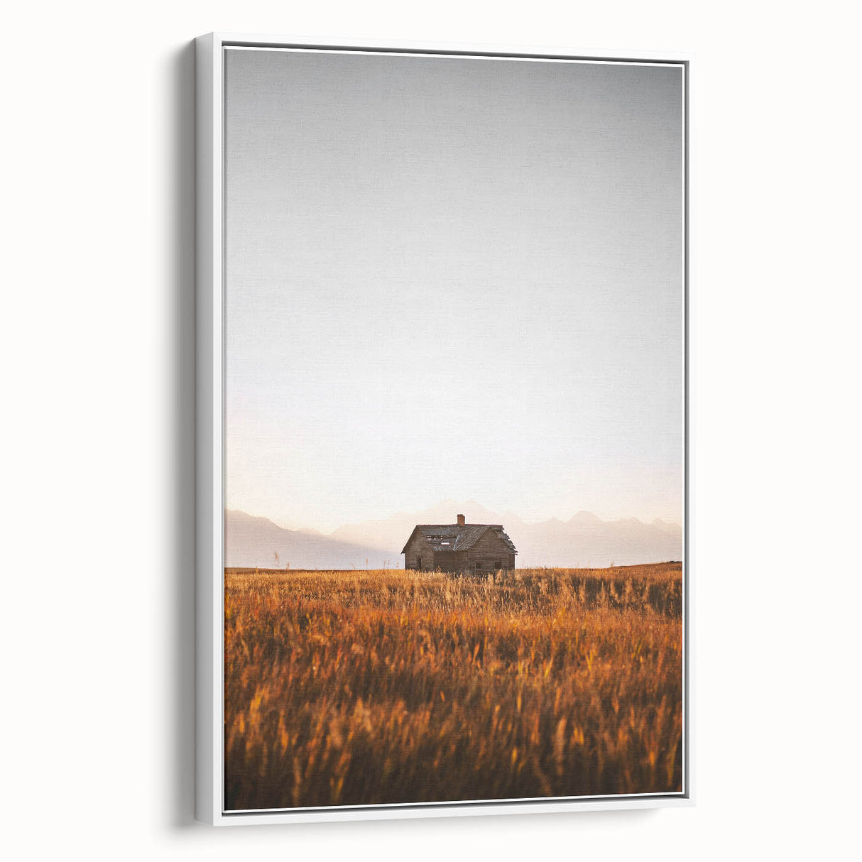 Rustic Landscape Wall Art - Abandoned Farmhouse in Golden Field