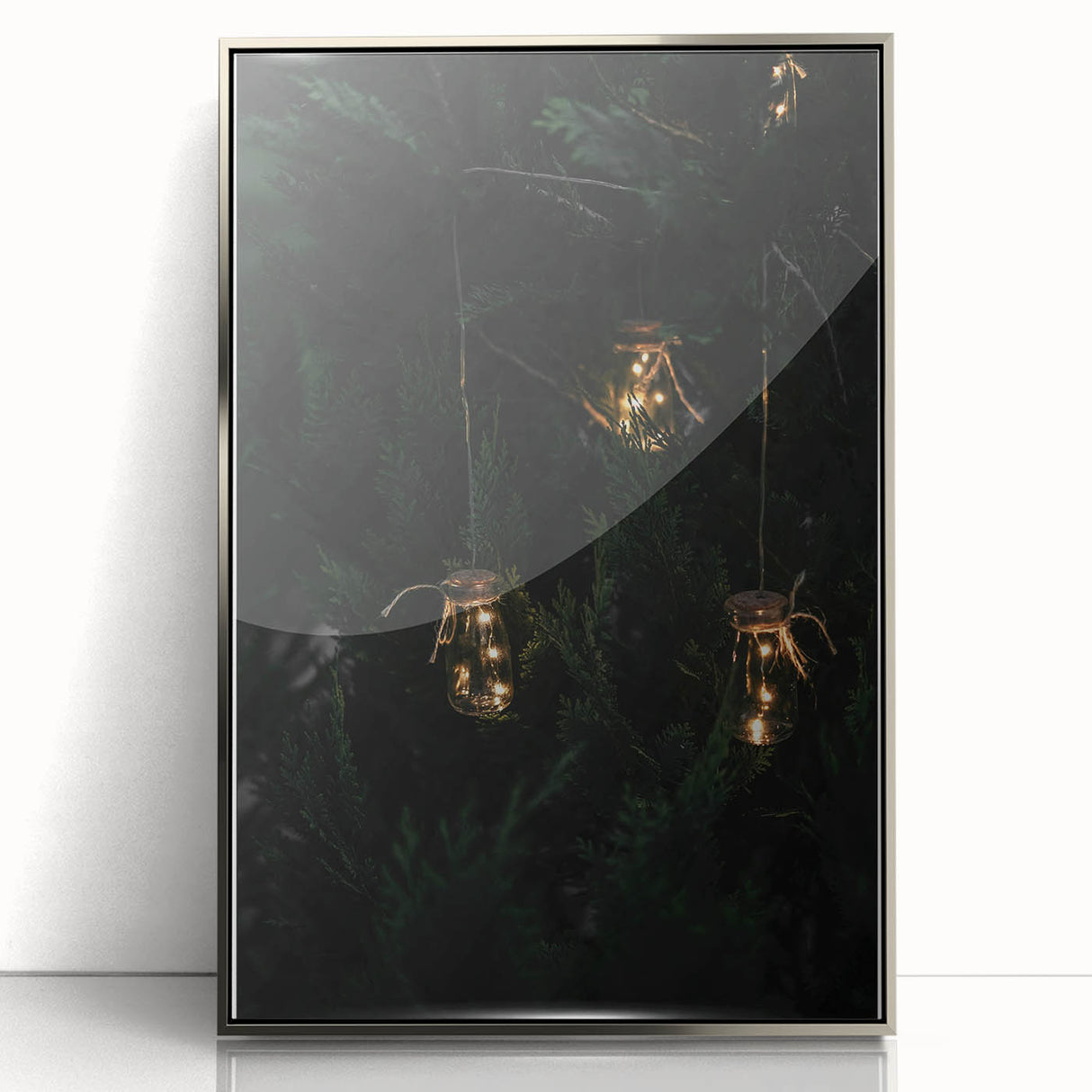 Rustic Jar Lights Wall Art - Fairy Lights in Mason Jars for Cozy Decor