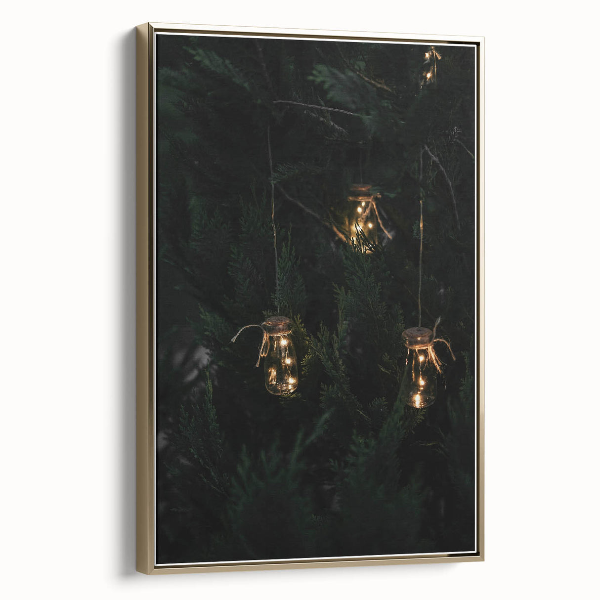 Rustic Jar Lights Wall Art - Fairy Lights in Mason Jars for Cozy Decor