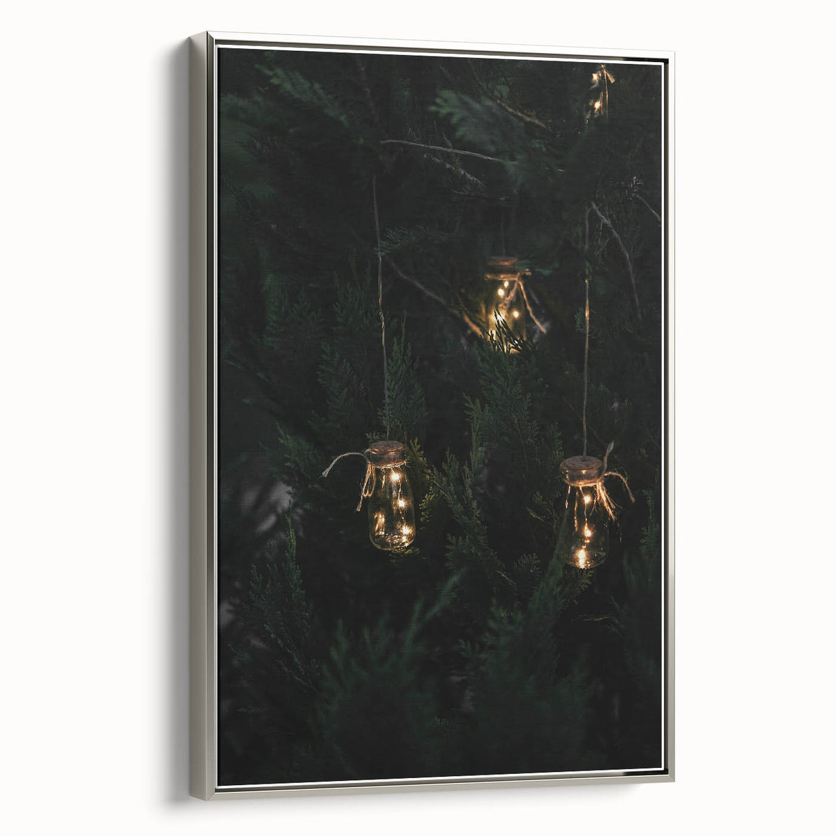 Rustic Jar Lights Wall Art - Fairy Lights in Mason Jars for Cozy Decor