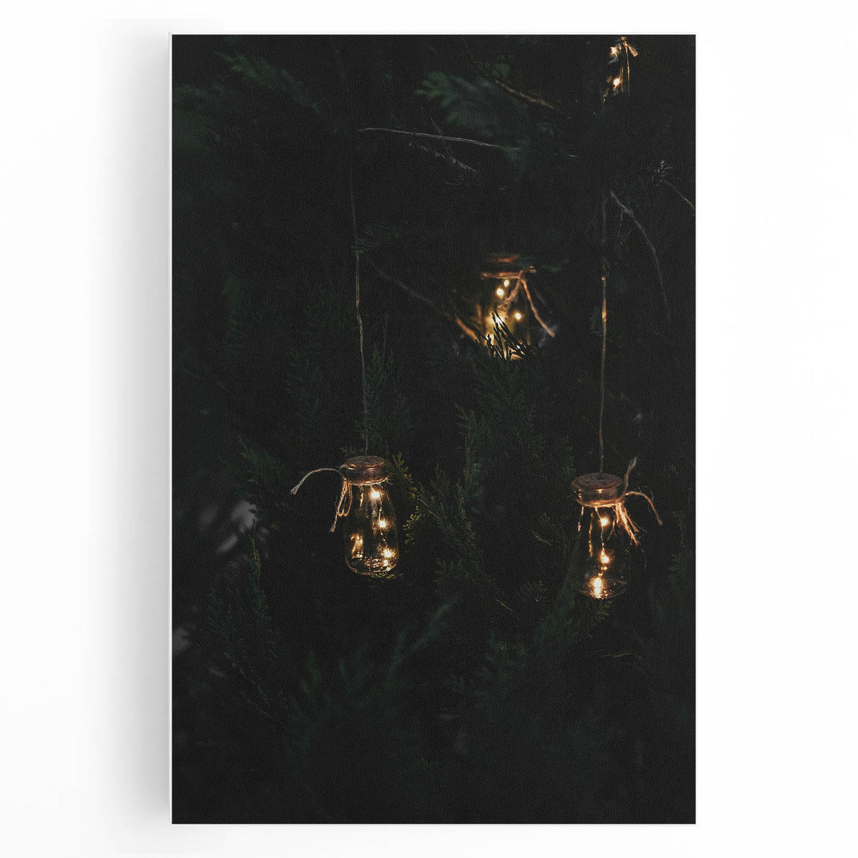 Rustic Jar Lights Wall Art - Fairy Lights in Mason Jars for Cozy Decor