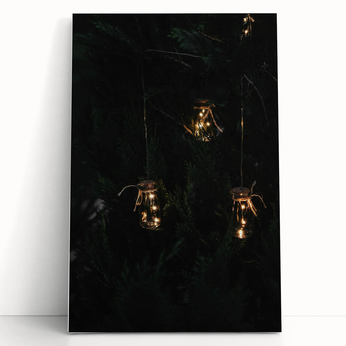 Rustic Jar Lights Wall Art - Fairy Lights in Mason Jars for Cozy Decor