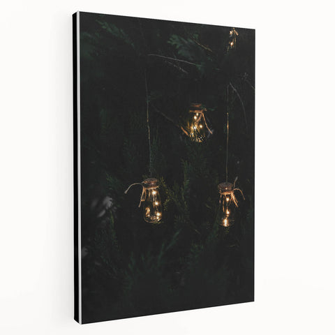 Rustic Jar Lights Wall Art - Fairy Lights in Mason Jars for Cozy Decor