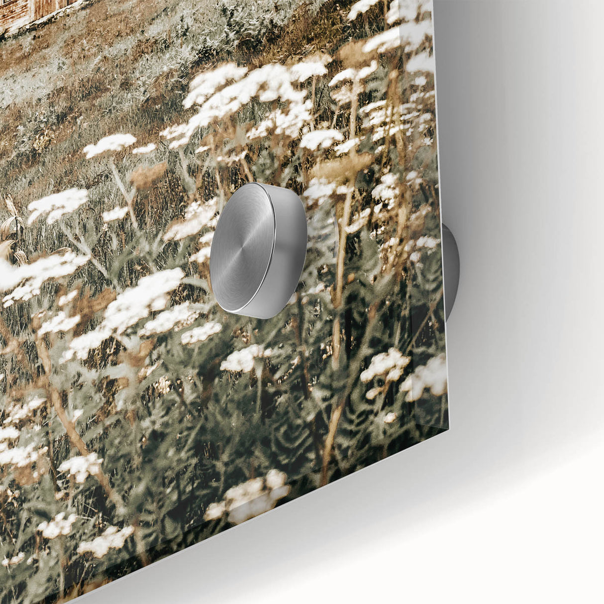 Rustic Barn with Wildflowers Wall Art – Farmhouse Nature-Inspired Decor