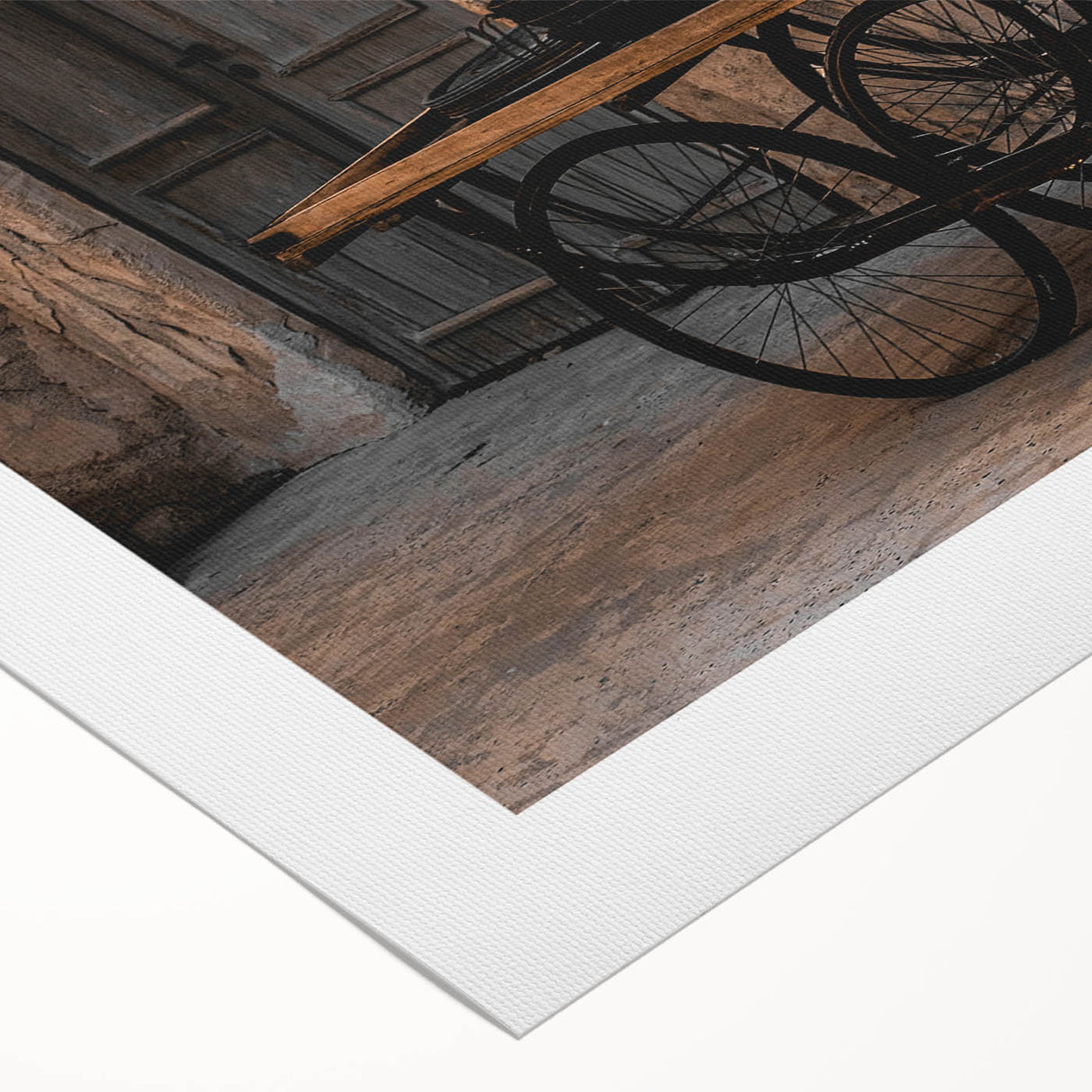 Vintage Cookware on Wooden Cart – Rustic Farmhouse Wall Art