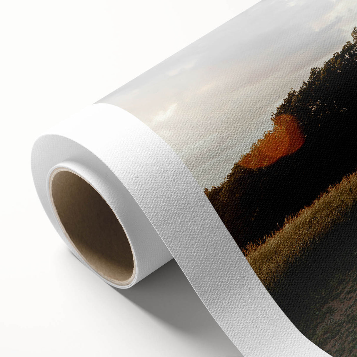 Rustic Landscape Wall Art – Peaceful Farmhouse Cabin in Golden Field